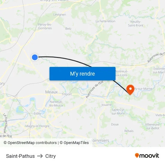 Saint-Pathus to Citry map