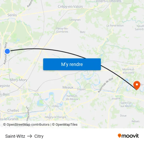 Saint-Witz to Citry map