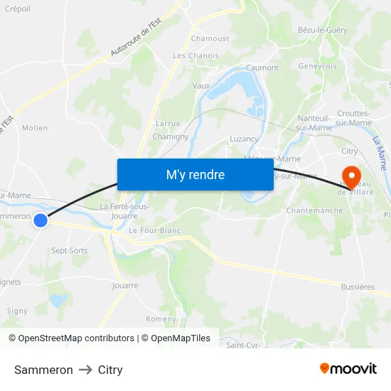 Sammeron to Citry map