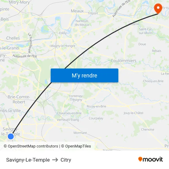 Savigny-Le-Temple to Citry map