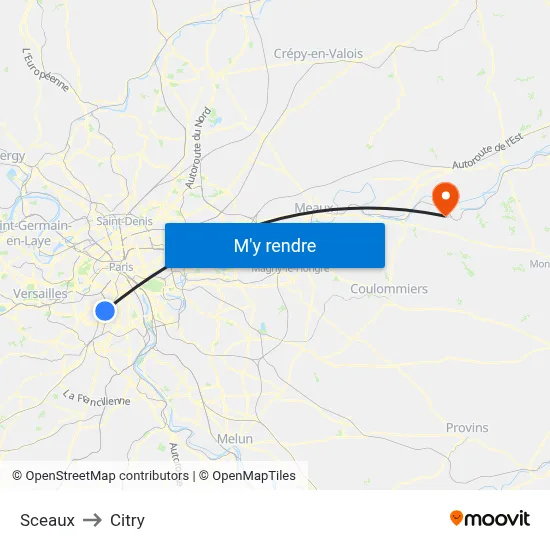 Sceaux to Citry map