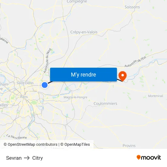 Sevran to Citry map