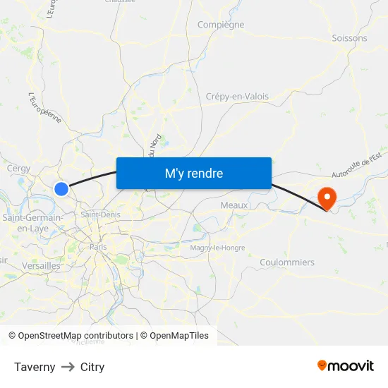 Taverny to Citry map