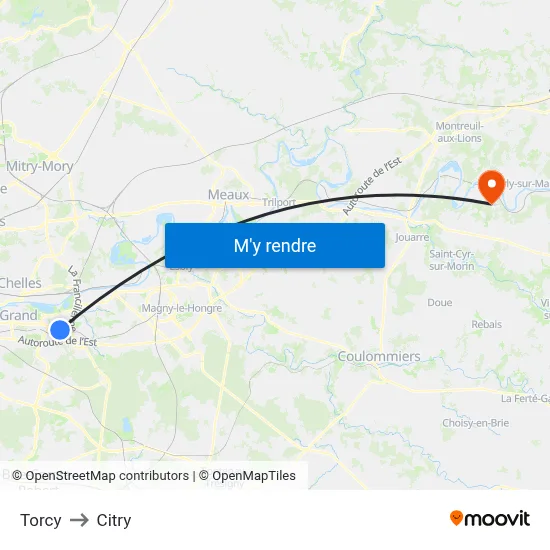 Torcy to Citry map