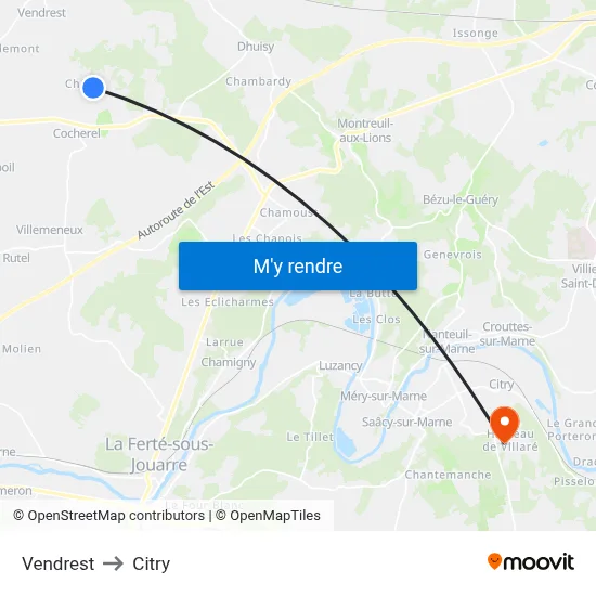 Vendrest to Citry map