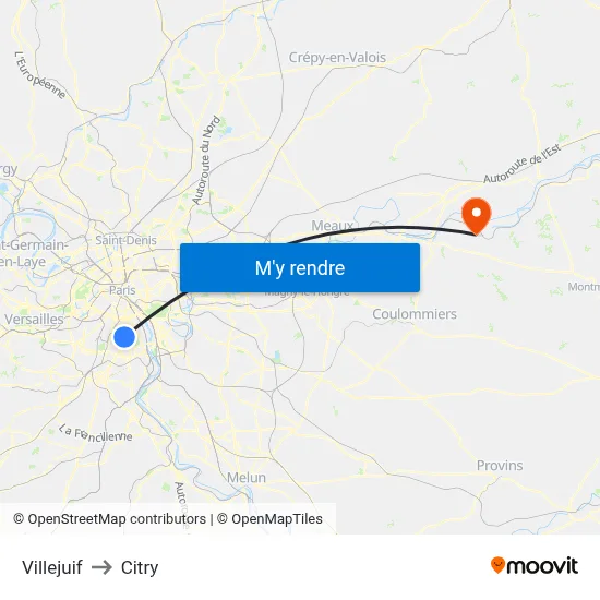 Villejuif to Citry map