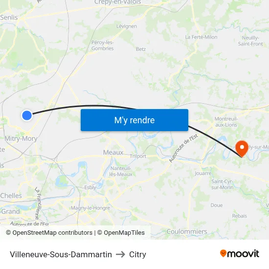 Villeneuve-Sous-Dammartin to Citry map