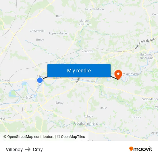 Villenoy to Citry map
