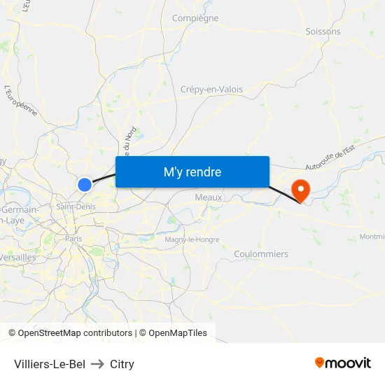 Villiers-Le-Bel to Citry map
