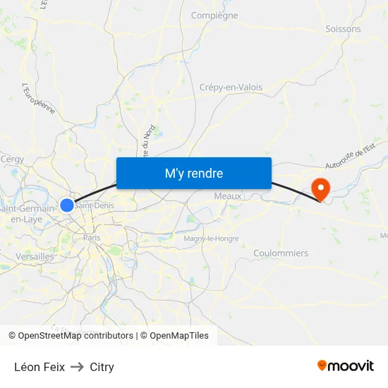 Léon Feix to Citry map