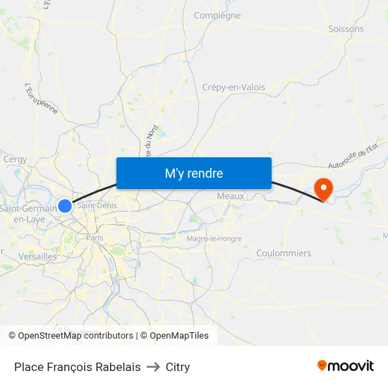 Place François Rabelais to Citry map