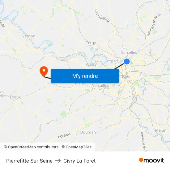 Pierrefitte-Sur-Seine to Civry-La-Foret map
