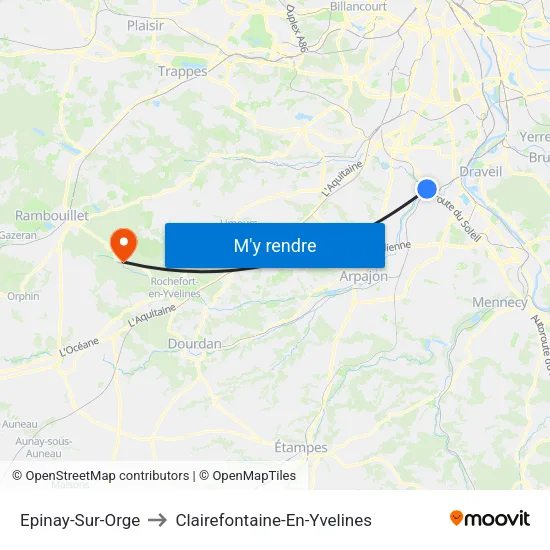 Epinay-Sur-Orge to Clairefontaine-En-Yvelines map