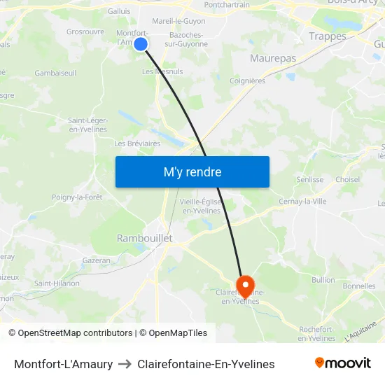 Montfort-L'Amaury to Clairefontaine-En-Yvelines map