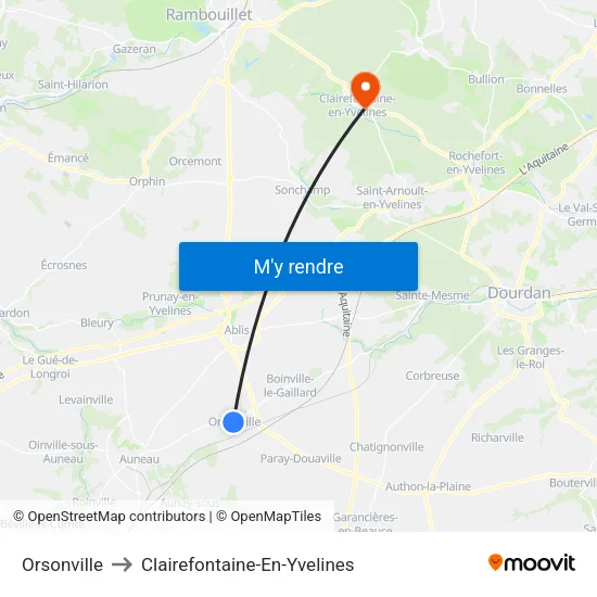 Orsonville to Clairefontaine-En-Yvelines map