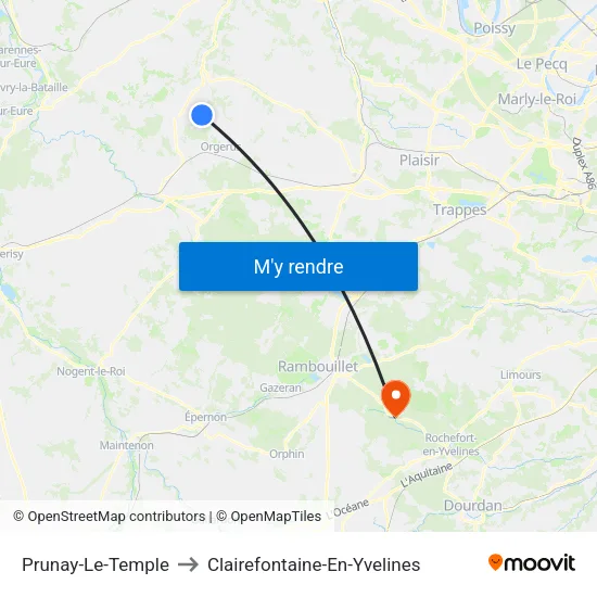 Prunay-Le-Temple to Clairefontaine-En-Yvelines map