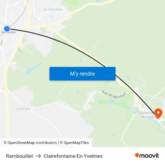 Rambouillet to Clairefontaine-En-Yvelines map