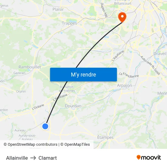 Allainville to Clamart map