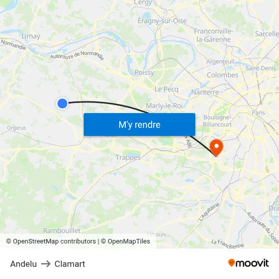 Andelu to Clamart map
