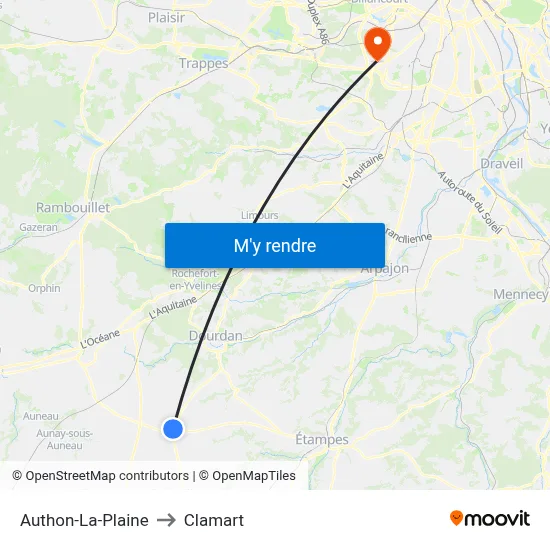 Authon-La-Plaine to Clamart map
