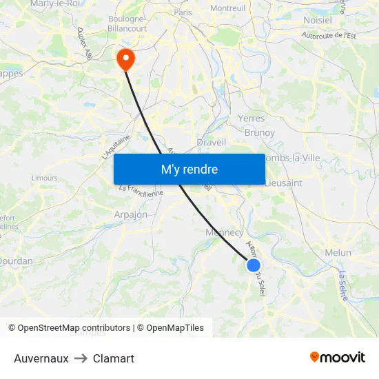 Auvernaux to Clamart map