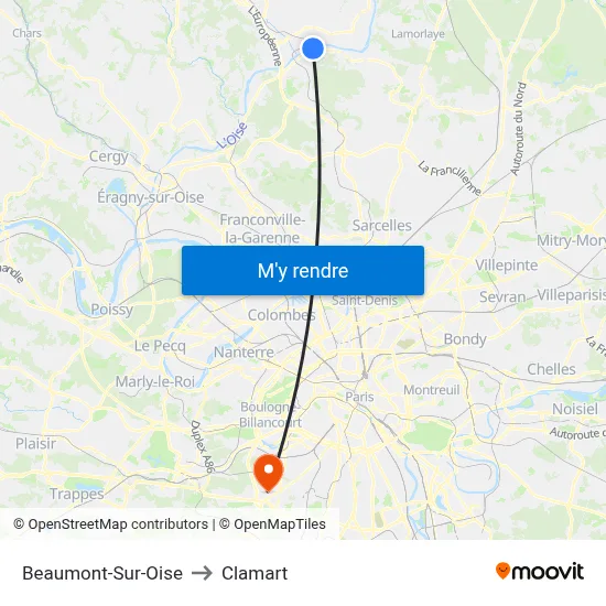 Beaumont-Sur-Oise to Clamart map