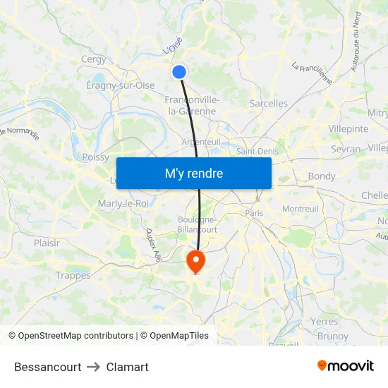 Bessancourt to Clamart map