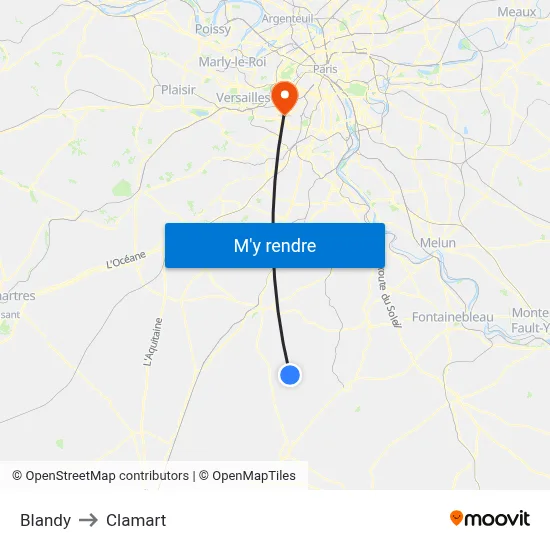 Blandy to Clamart map