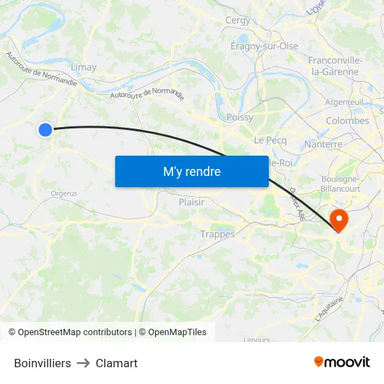 Boinvilliers to Clamart map