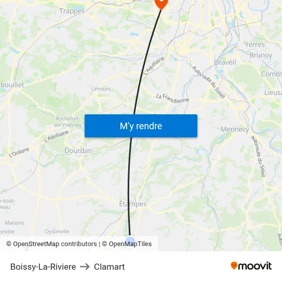 Boissy-La-Riviere to Clamart map