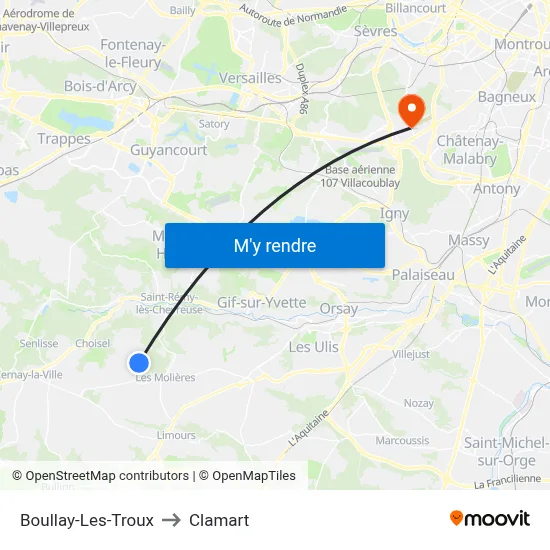 Boullay-Les-Troux to Clamart map