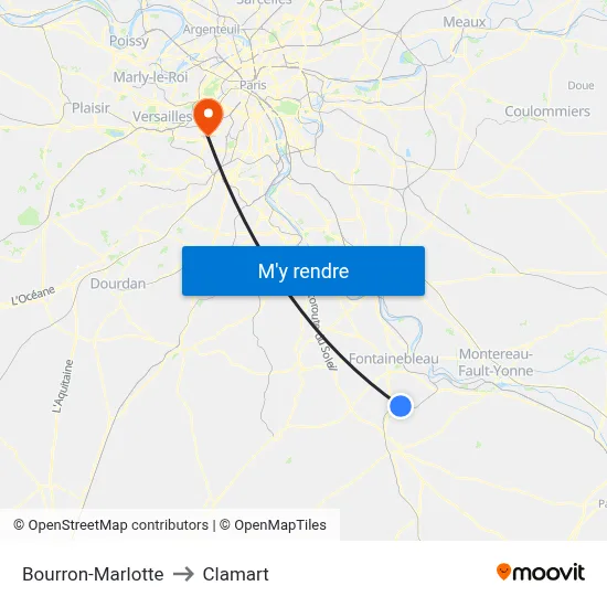 Bourron-Marlotte to Clamart map