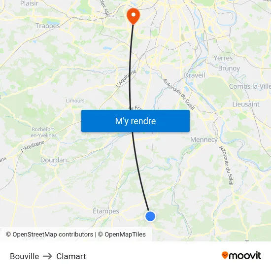 Bouville to Clamart map