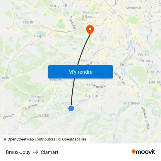 Breux-Jouy to Clamart map