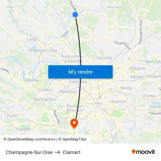 Champagne-Sur-Oise to Clamart map