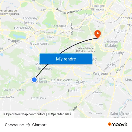 Chevreuse to Clamart map