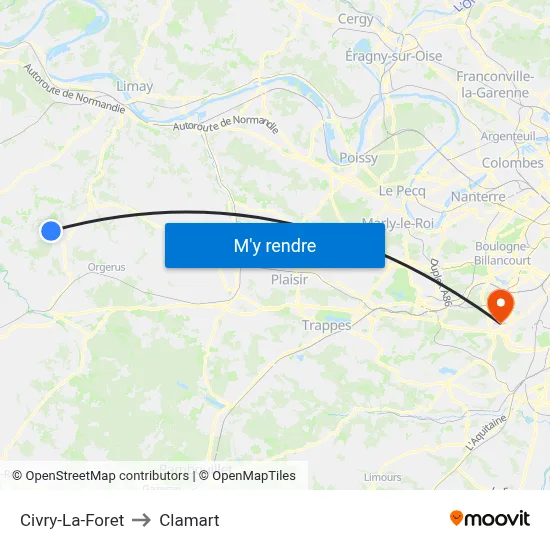 Civry-La-Foret to Clamart map