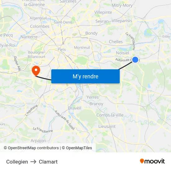 Collegien to Clamart map