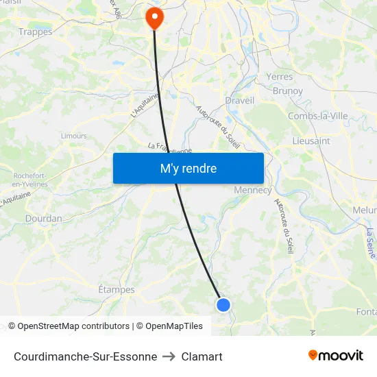 Courdimanche-Sur-Essonne to Clamart map