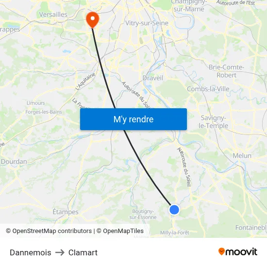 Dannemois to Clamart map