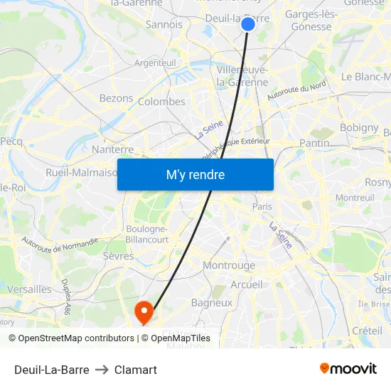 Deuil-La-Barre to Clamart map