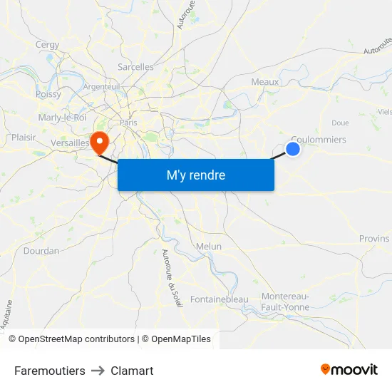 Faremoutiers to Clamart map