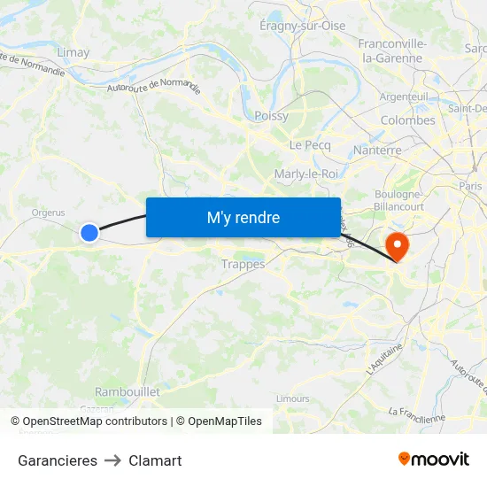 Garancieres to Clamart map