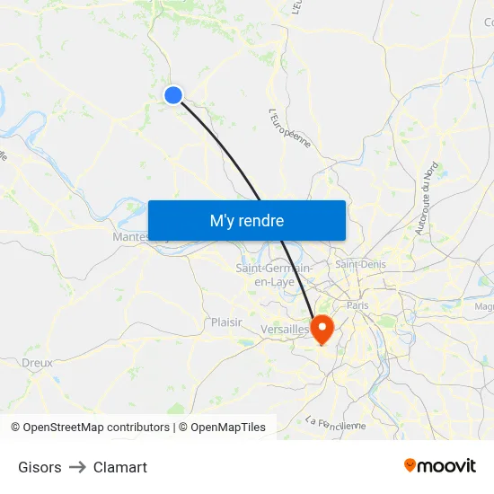 Gisors to Clamart map