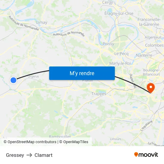 Gressey to Clamart map