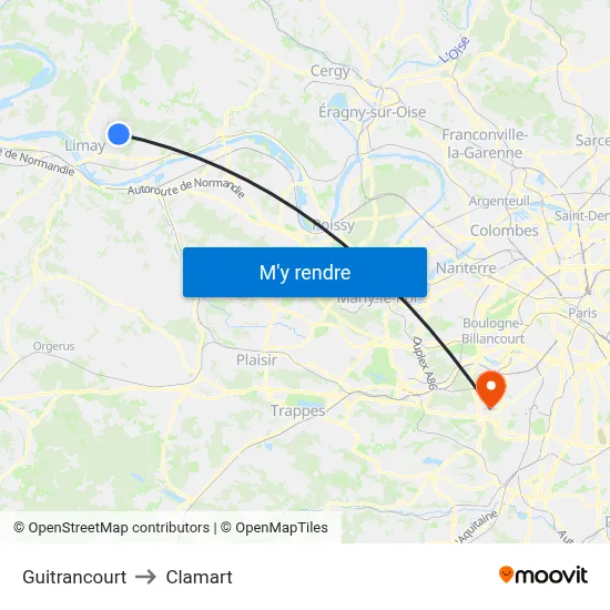 Guitrancourt to Clamart map