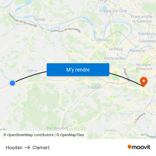 Houdan to Clamart map