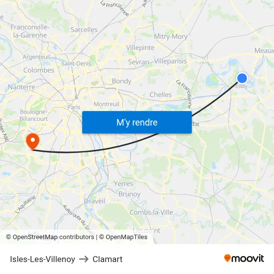 Isles-Les-Villenoy to Clamart map