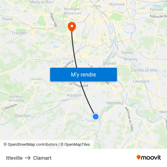 Itteville to Clamart map