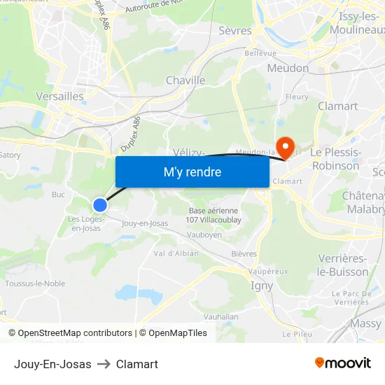 Jouy-En-Josas to Clamart map